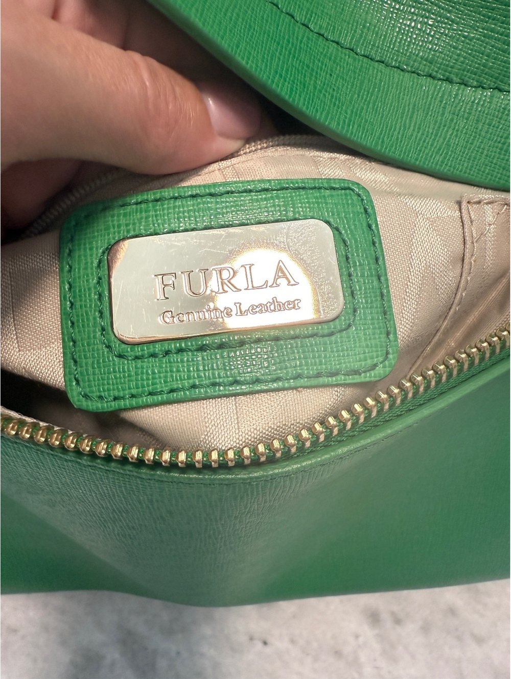 Furla Piper Green Genuine Leather Satchel - Picture 5 of 9